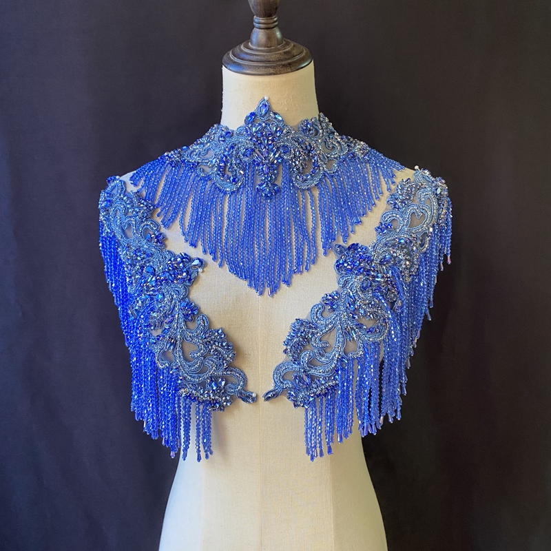 blue tassel applique