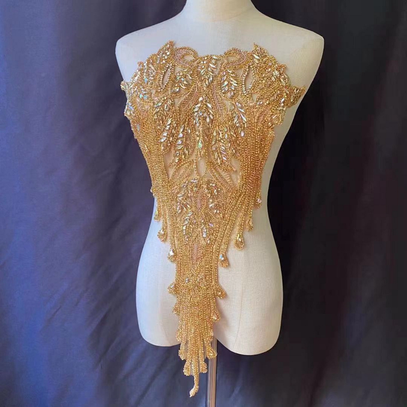 Gold Crystal bodice applique