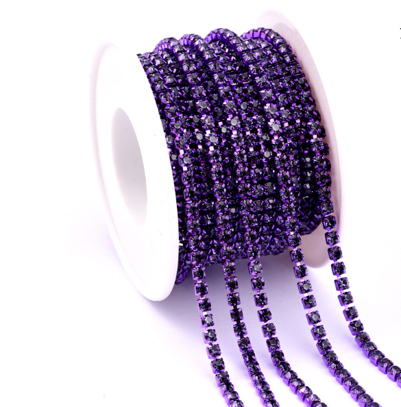 Purple Crystal Trims for Prom Dress Design