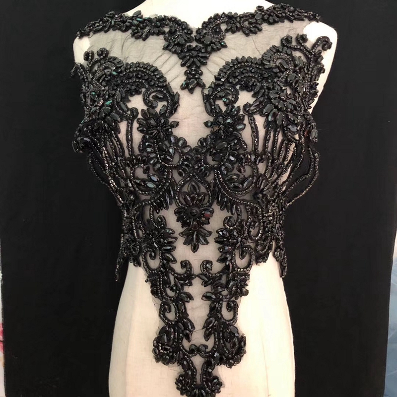 Black Rhinestone beaded applique