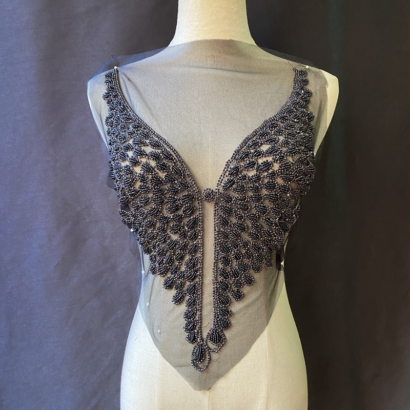 black swan crystal bodice applique