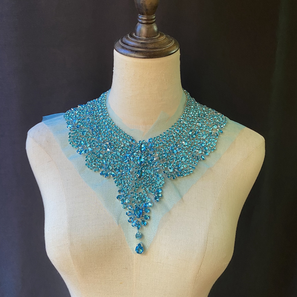 Sky Blue rhinestone crystal collar