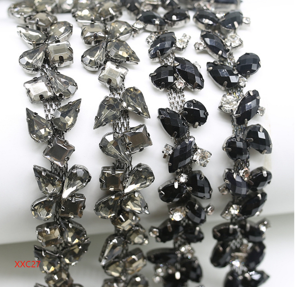 Black Grey Crystal Chain for bridal