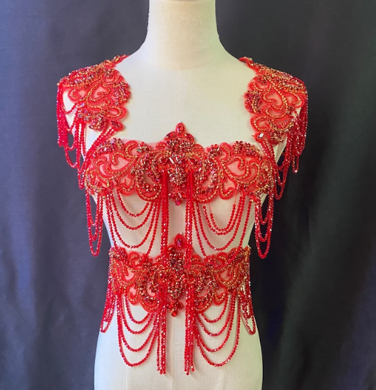 Wine Red Tassel Couture design 